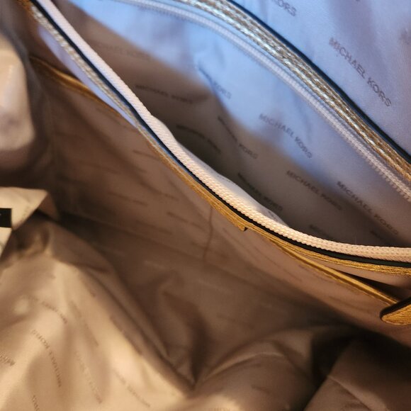 Michael Kors Gold Satchel Bowling Bag style w crossbody strap - Picture 10 of 16
